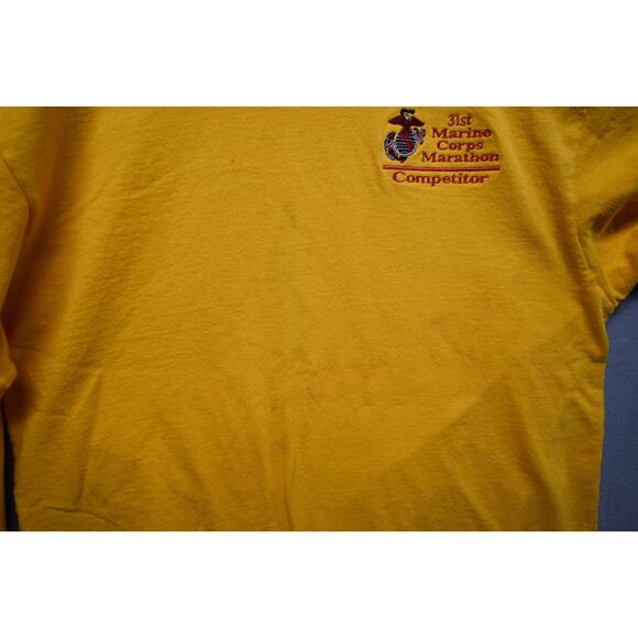 2006 Marine Corps Marathon Long Sleeve Shirt L USMC Competitor Yellow Vintage - Picture 7 of 10